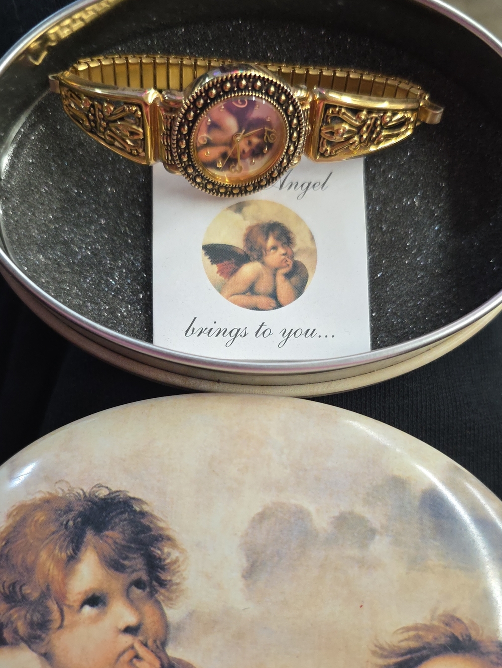 Vintage Avon Gold-Tone Angel Watch With Original Tin (2001)